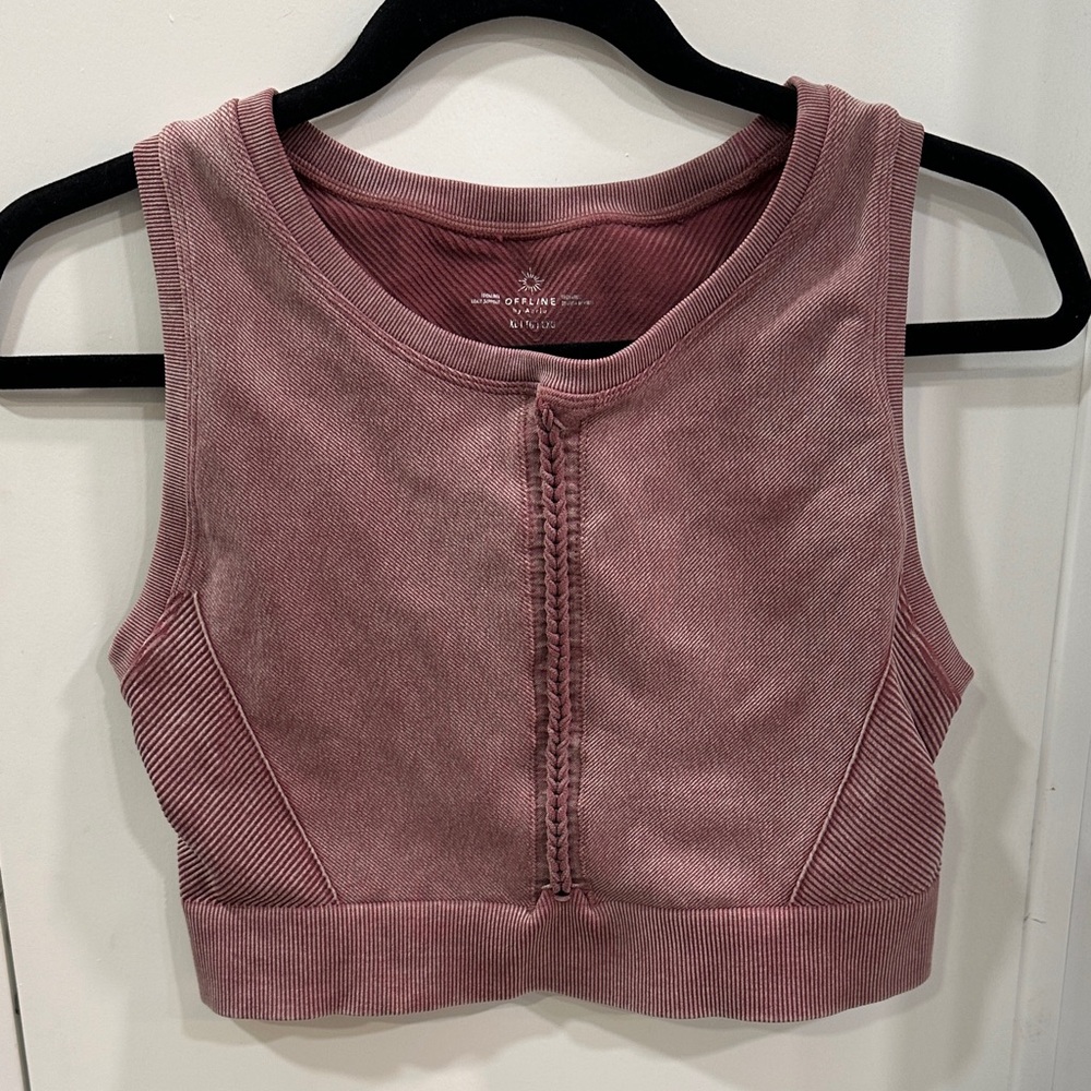 Aerie Offline Pink Cropped Tank Top